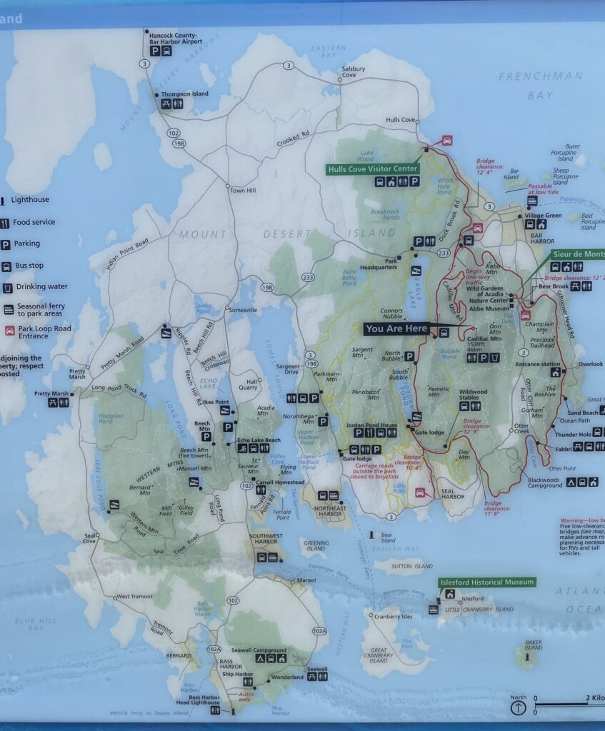 Map of Acadia National Park of Mount Desert Island
